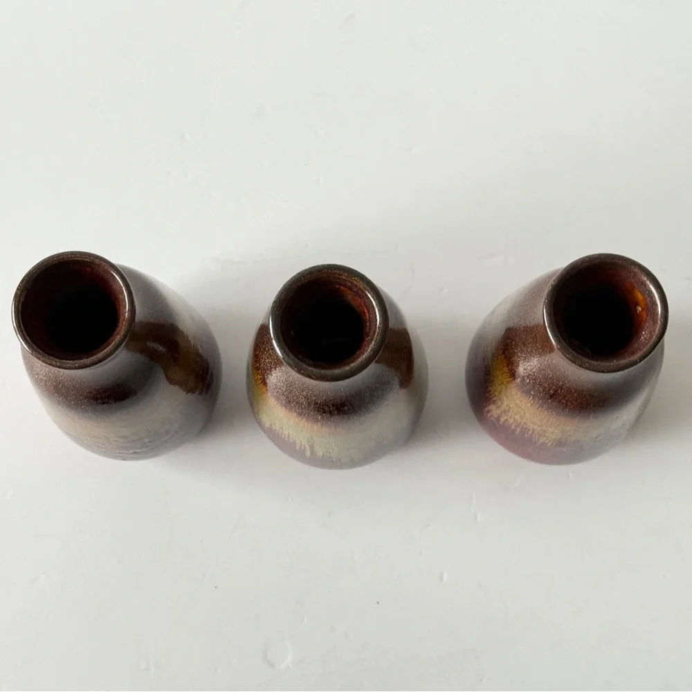 Vintage Art Ceramic Bud Vase - Crystalline Effect - Bronze